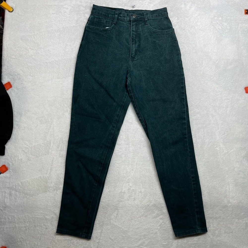VTG Watch LA‎ Tapered Jeans Women's 9/10 Green Denim Stretch USA Made - 26X25.5